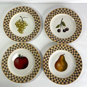 Set of 4 Country Orchard Fruit Plates Appetizers Salads Decorative